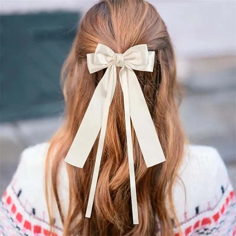 Twin Loop Long Tail Bow Hair Clip