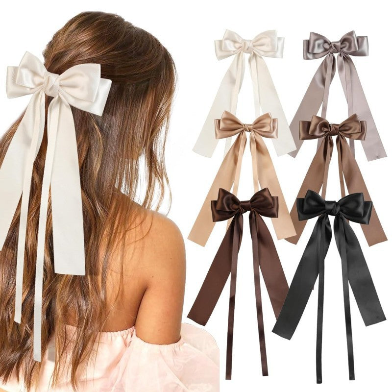 Twin Loop Long Tail Bow Hair Clip - view 1