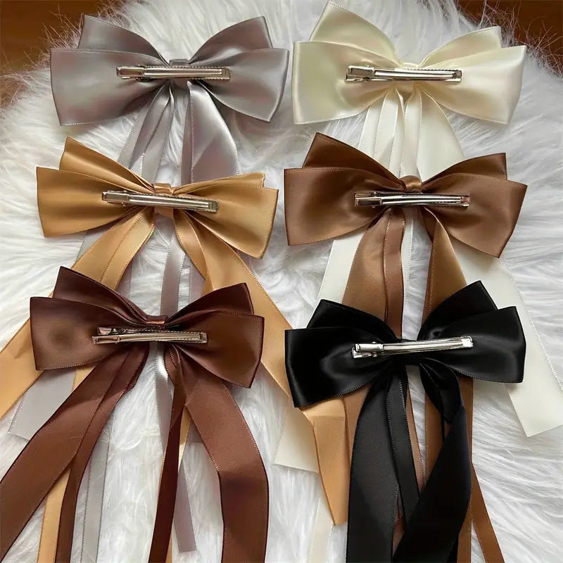 Twin Loop Long Tail Bow Hair Clip - view 4