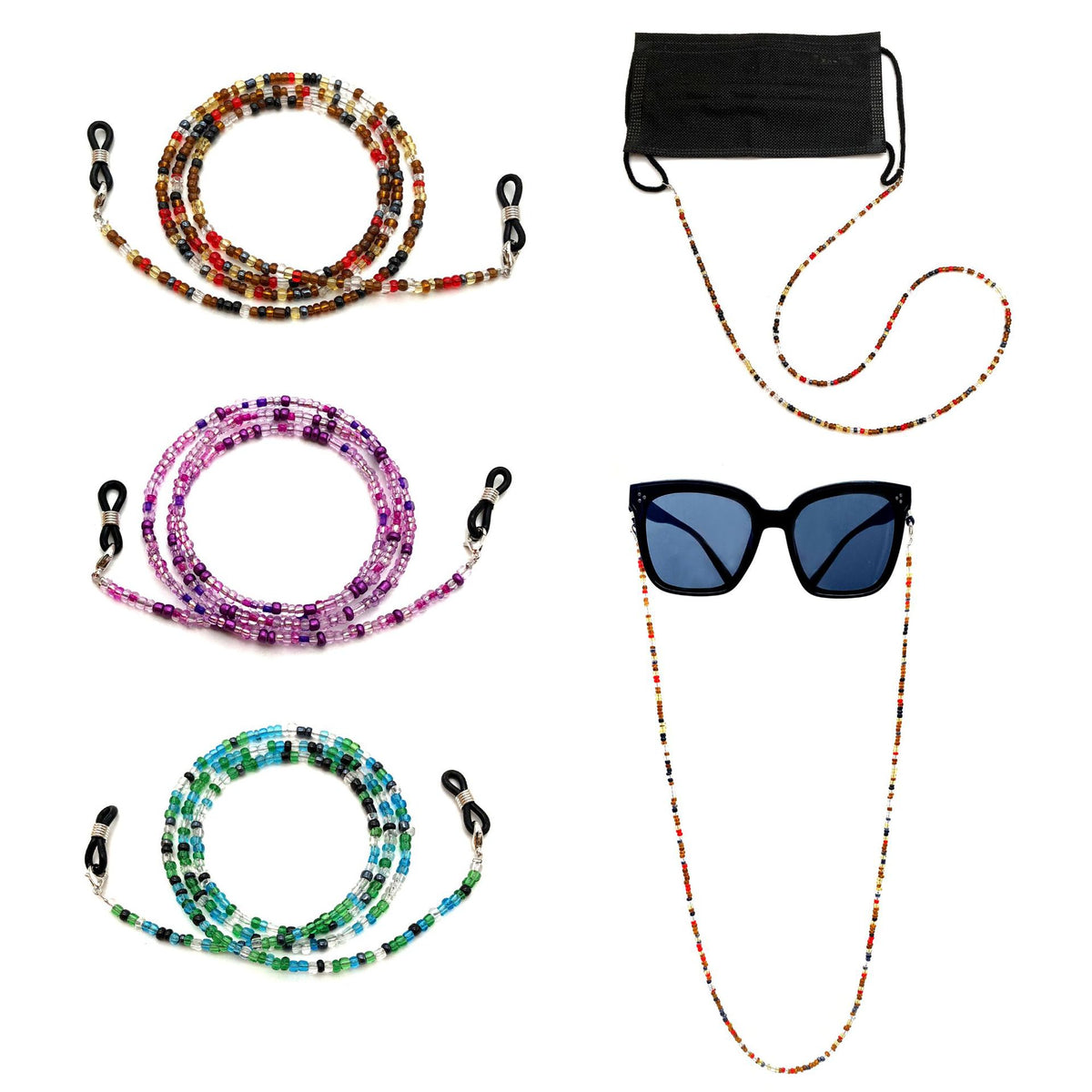 Millefiori Glass Bead Eyeglass Chain - Green