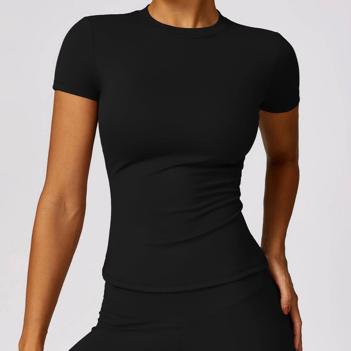 Second Skin Crew Neck Short Sleeve Tee - Black