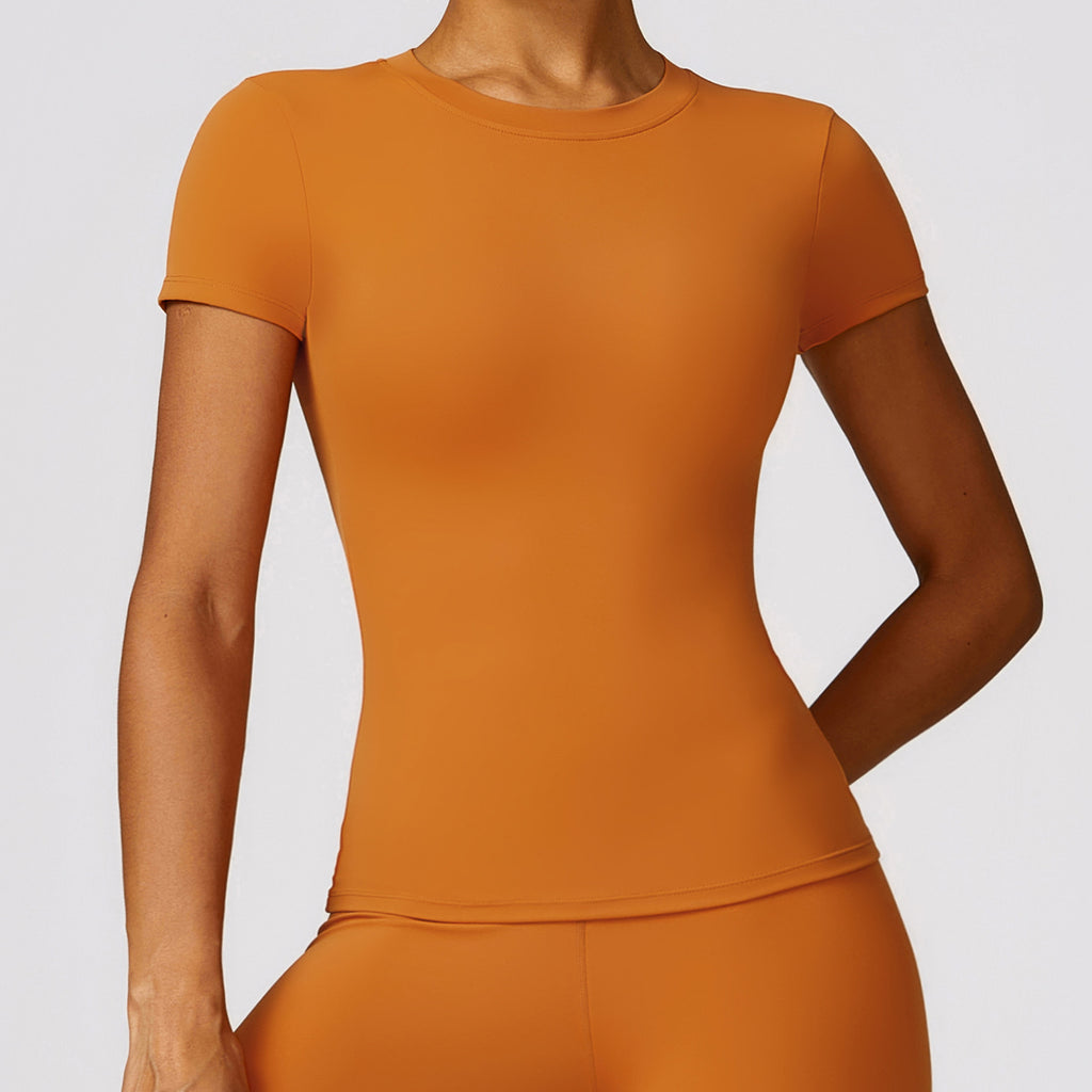 Second Skin Crew Neck Short Sleeve Tee - Orange
