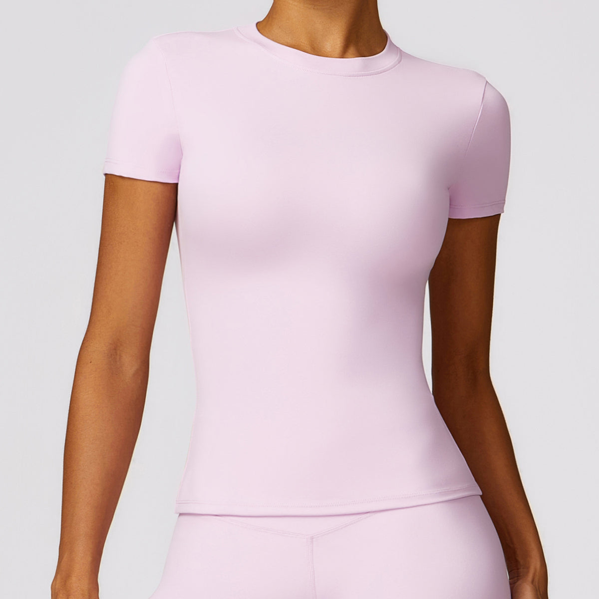 Second Skin Crew Neck Short Sleeve Tee - Pink
