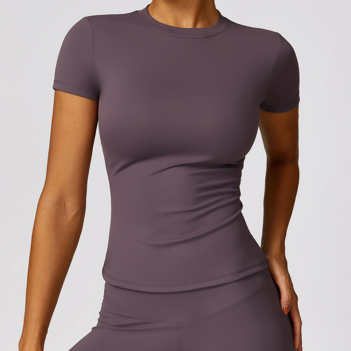 Second Skin Crew Neck Short Sleeve Tee - Purple