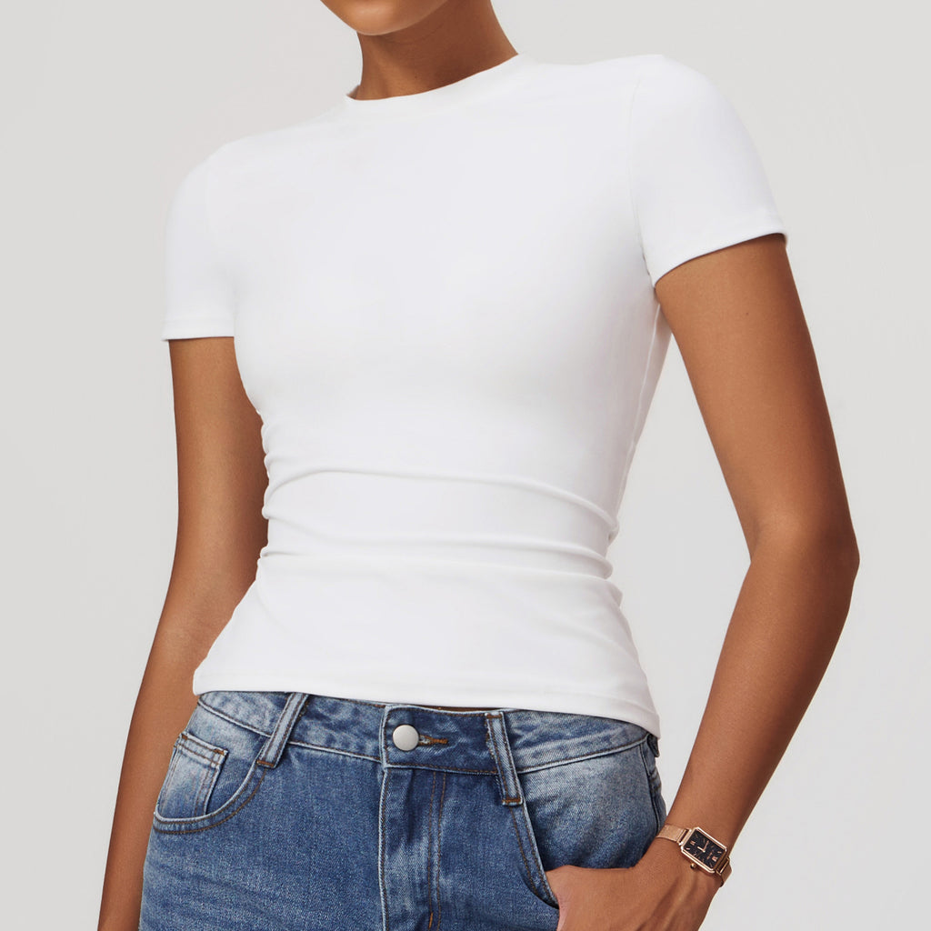 Second Skin Crew Neck Short Sleeve Tee - White