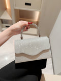 Rhinestone Mini Top Handle Evening Bag - Silver