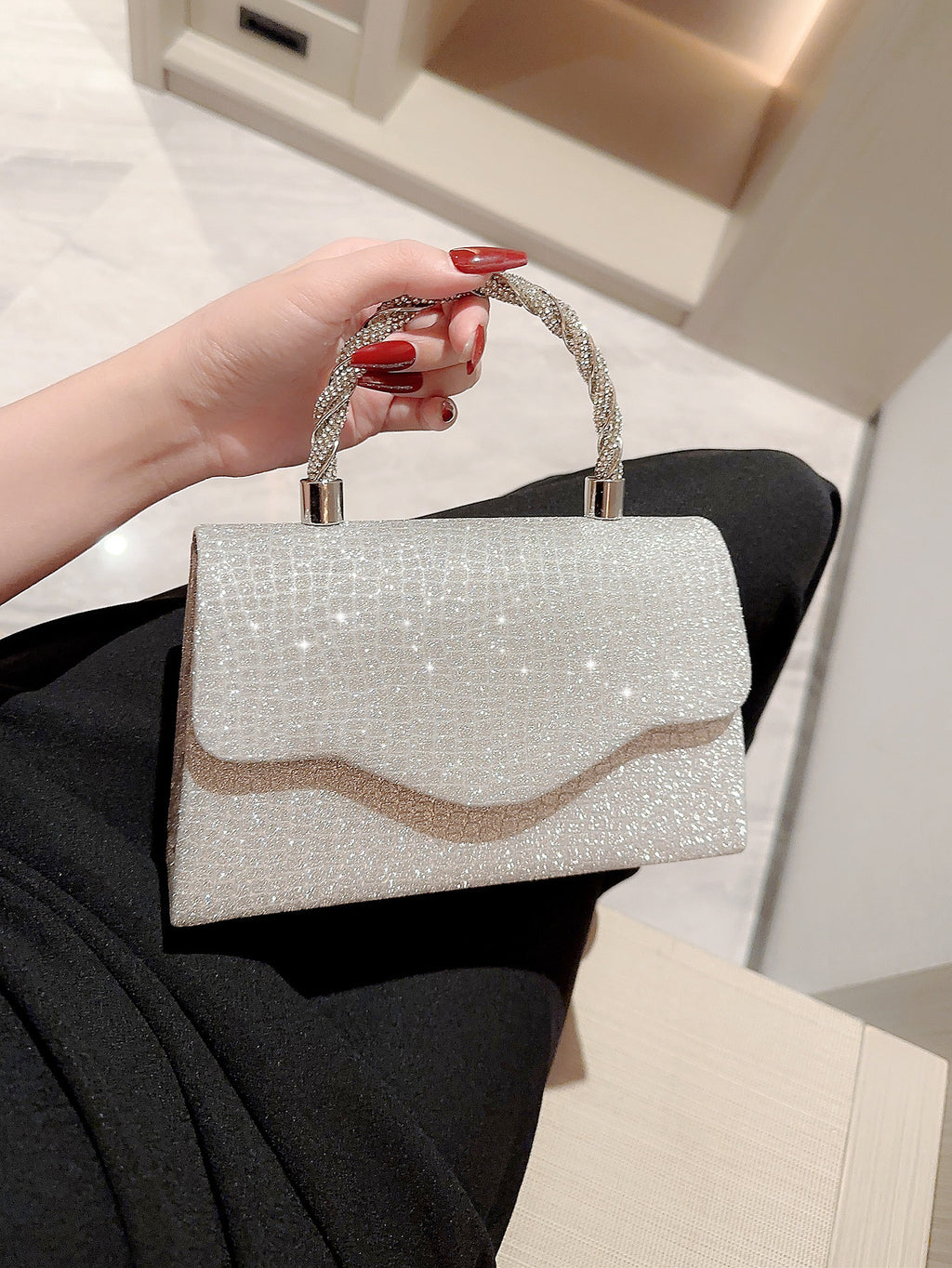 Rhinestone Mini Top Handle Evening Bag