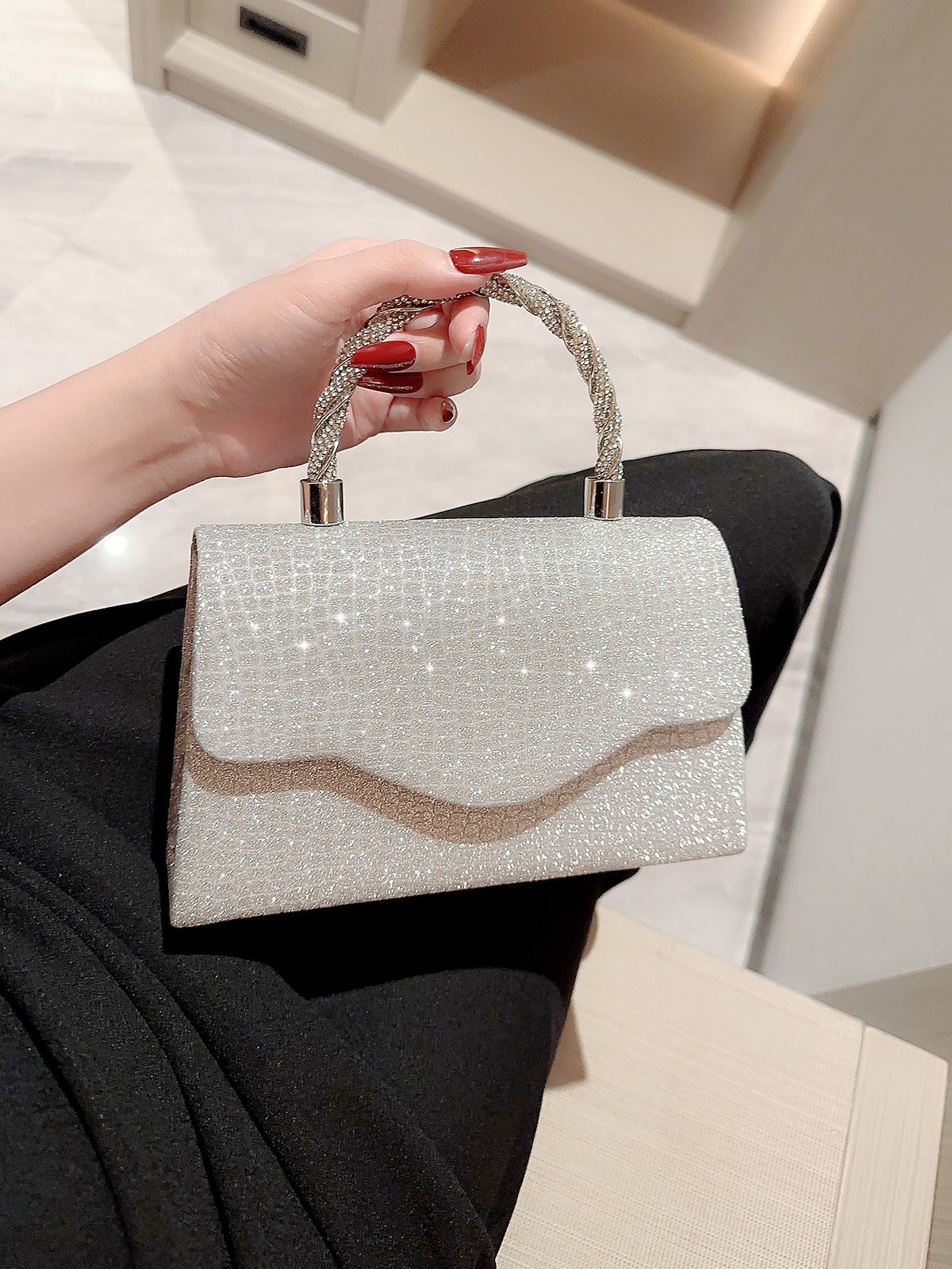 Rhinestone Mini Top Handle Evening Bag