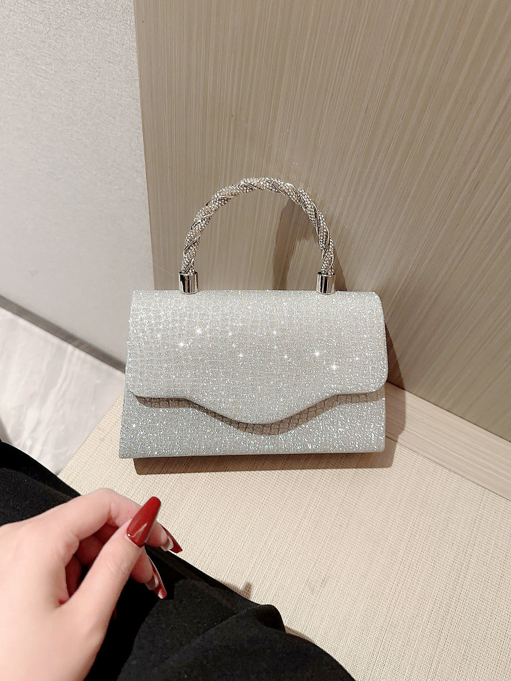Rhinestone Mini Top Handle Evening Bag - view 2