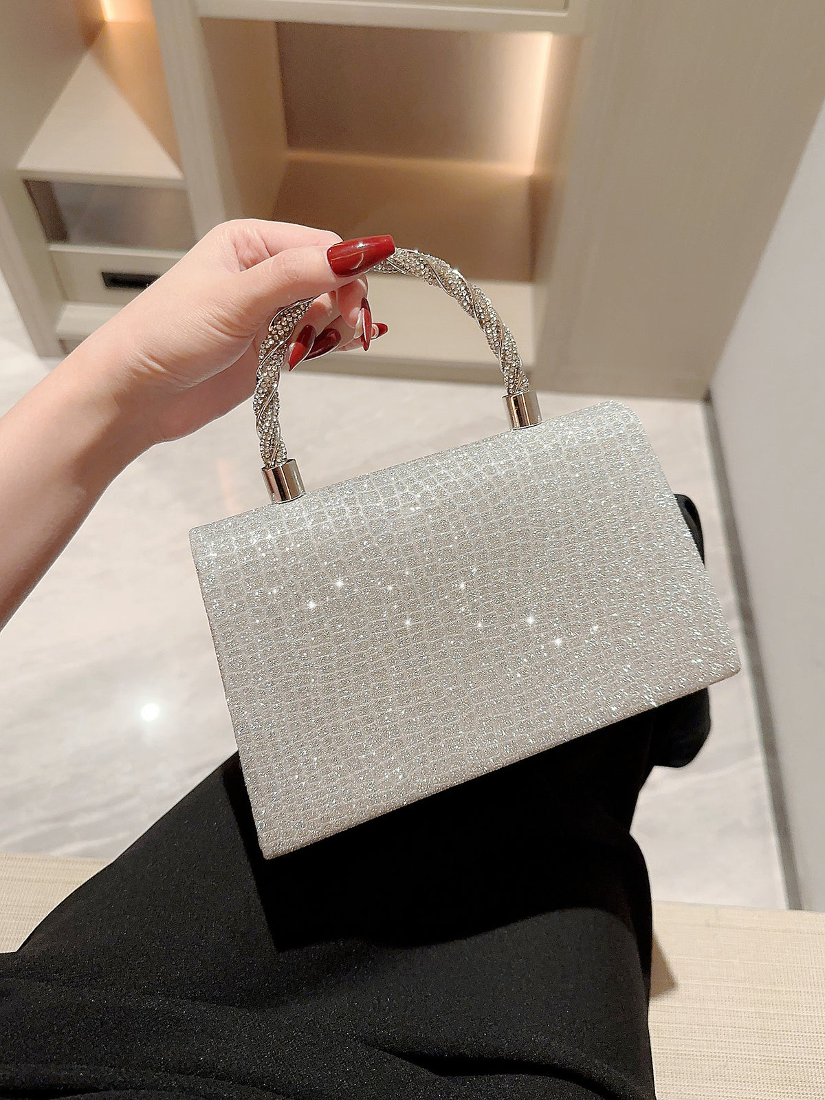 Rhinestone Mini Top Handle Evening Bag - view 3