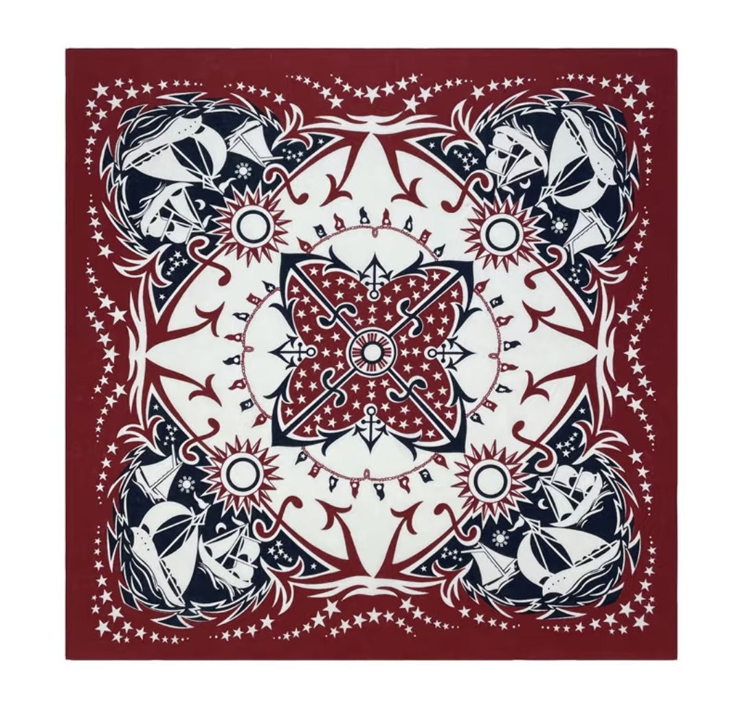 Western Horse Print Square Bandana Scarf - NO19