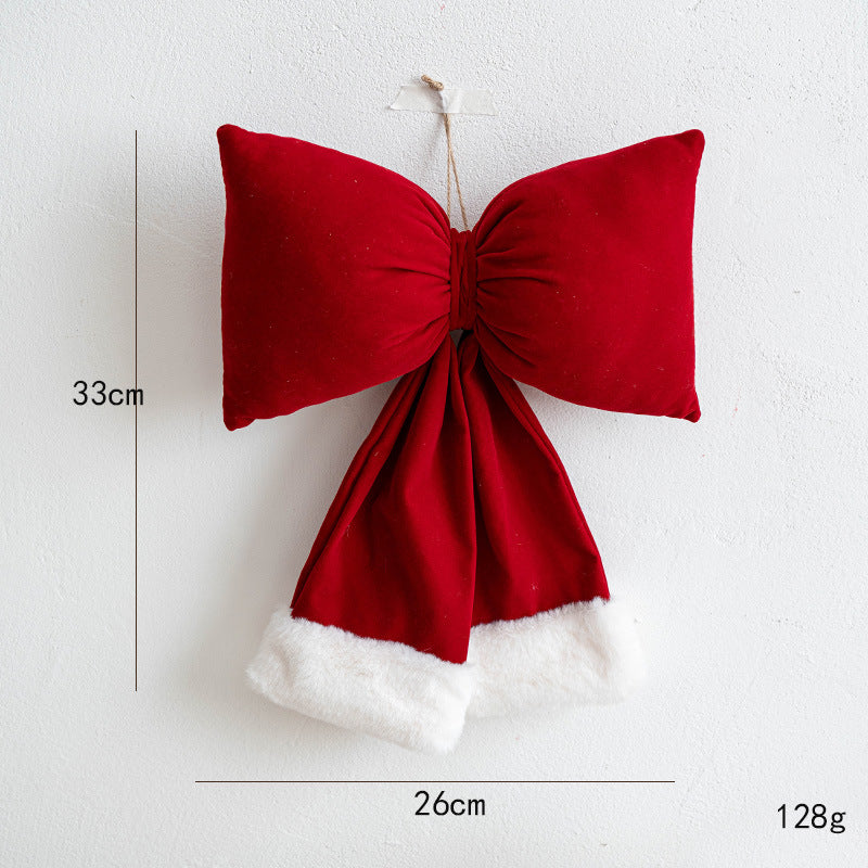 Velvet Christmas Tree Bow With Hanging Loop - Plush-L