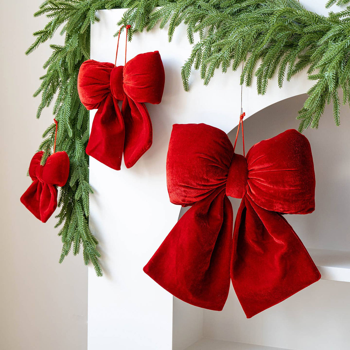 Velvet Christmas Tree Bow With Hanging Loop