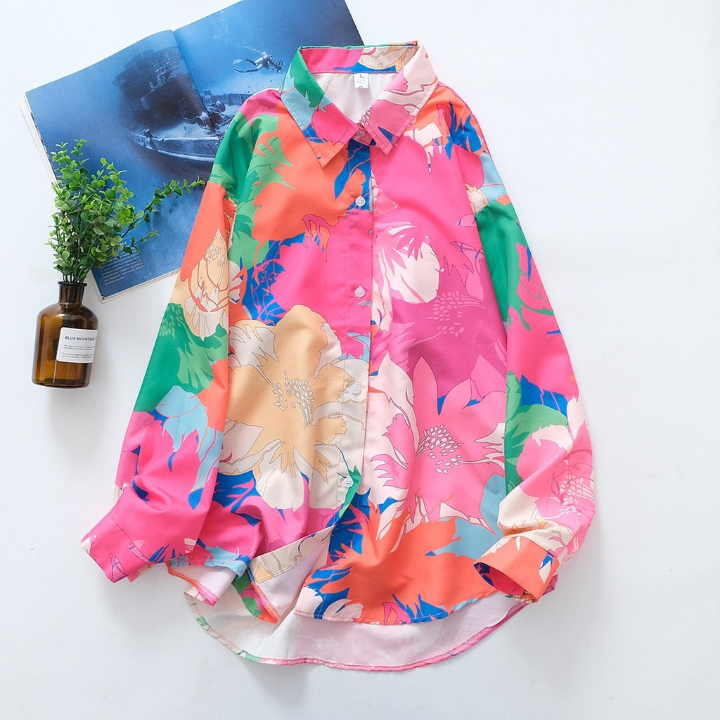 Tropical Bloom Print Boyfriend Shirt - Floral - 2