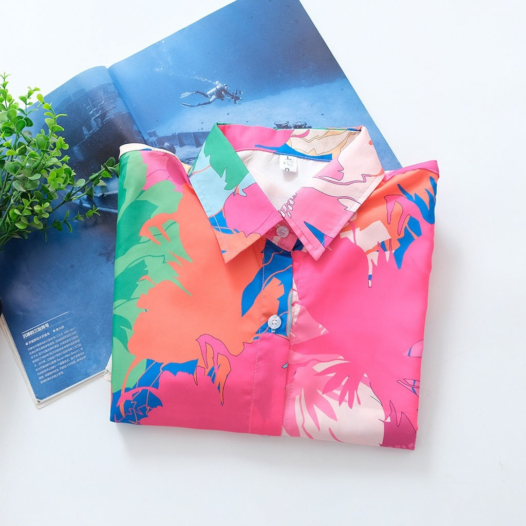Tropical Bloom Print Boyfriend Shirt - Floral - 3