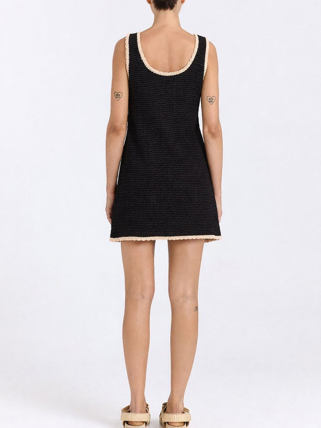 Palm Tree Crochet Knit Beach Cover Up - Black - 2