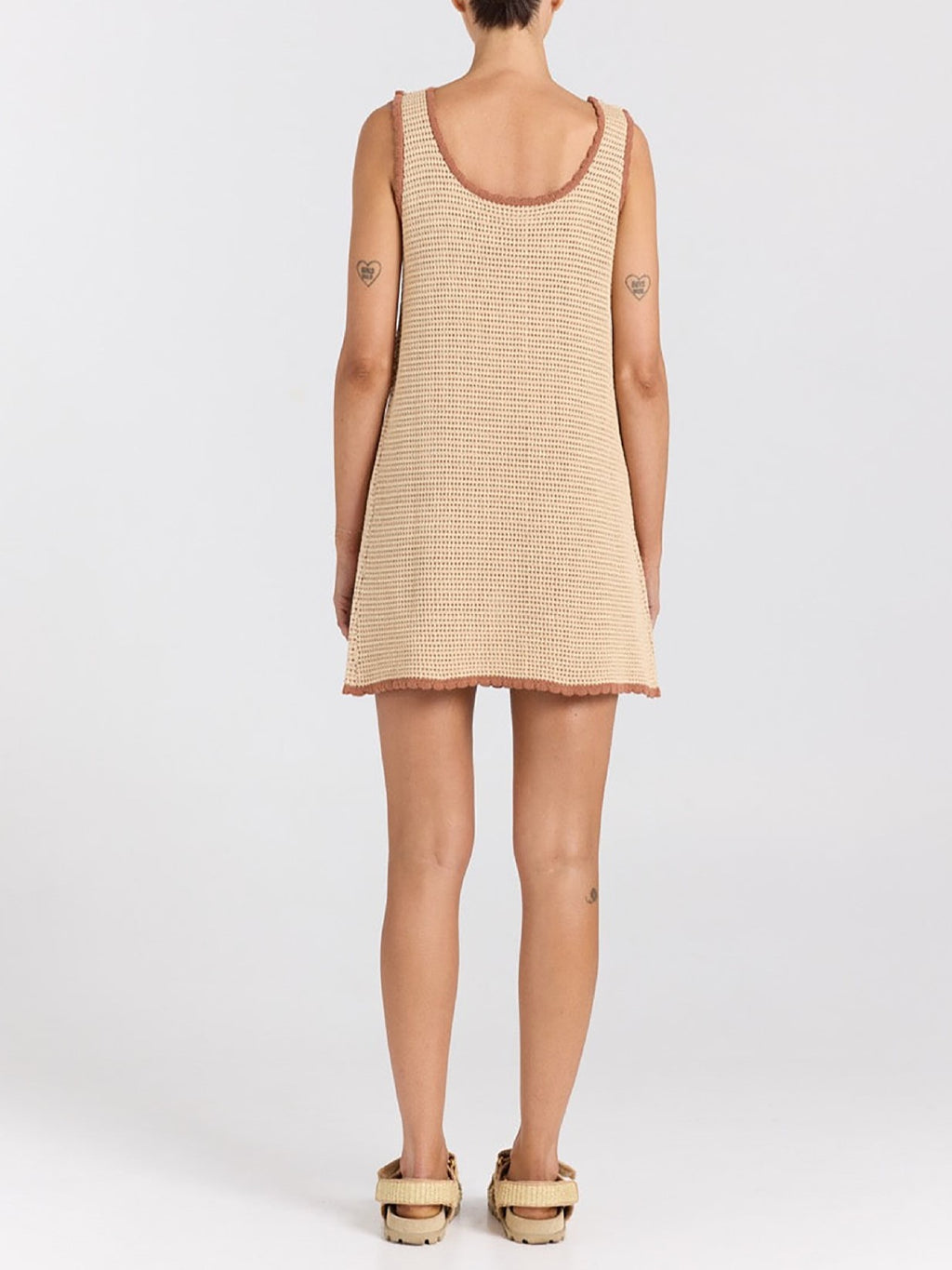 Palm Tree Crochet Knit Beach Cover Up - Brown - 1