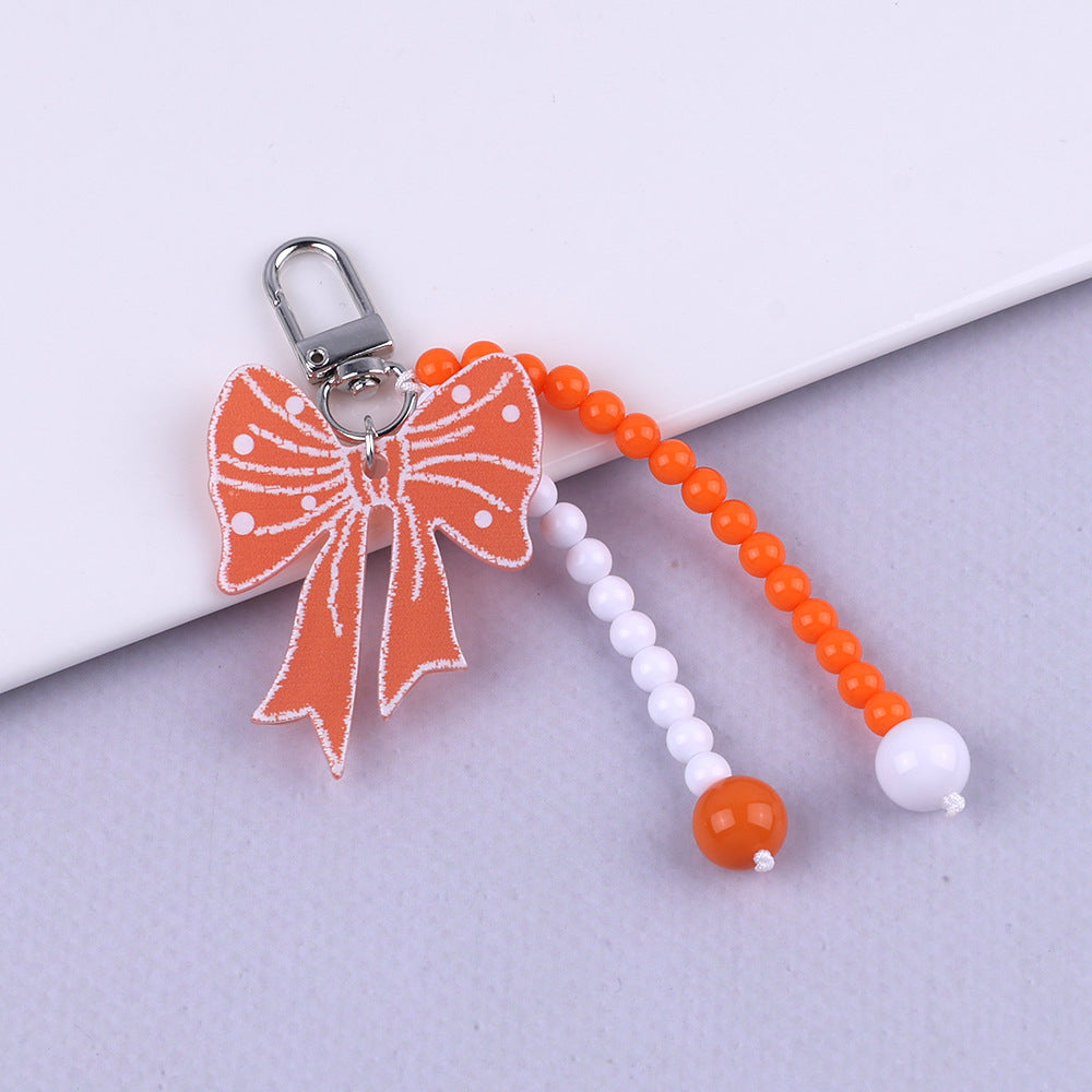 Bow Charm Beaded Bag Keychain - C1