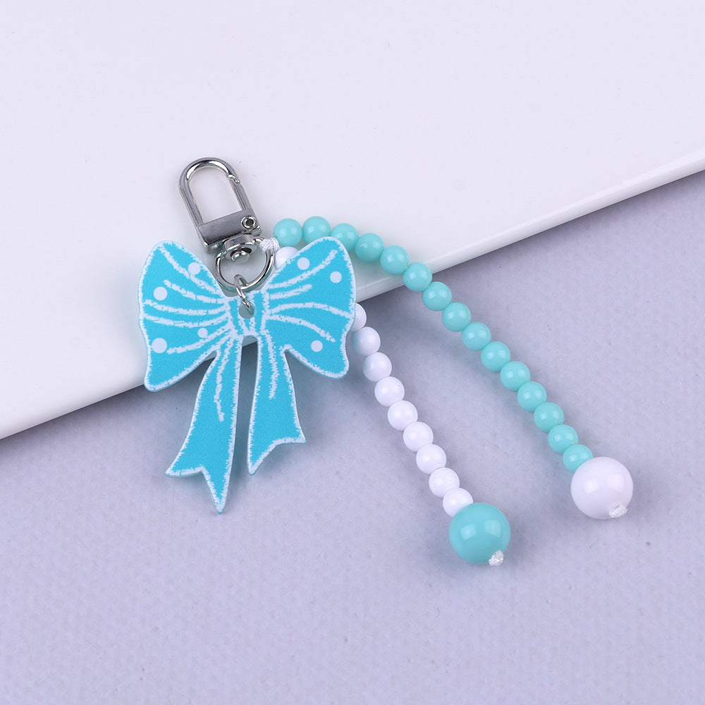 Bow Charm Beaded Bag Keychain - C2
