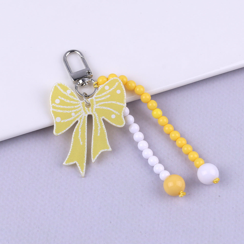 Bow Charm Beaded Bag Keychain - C4