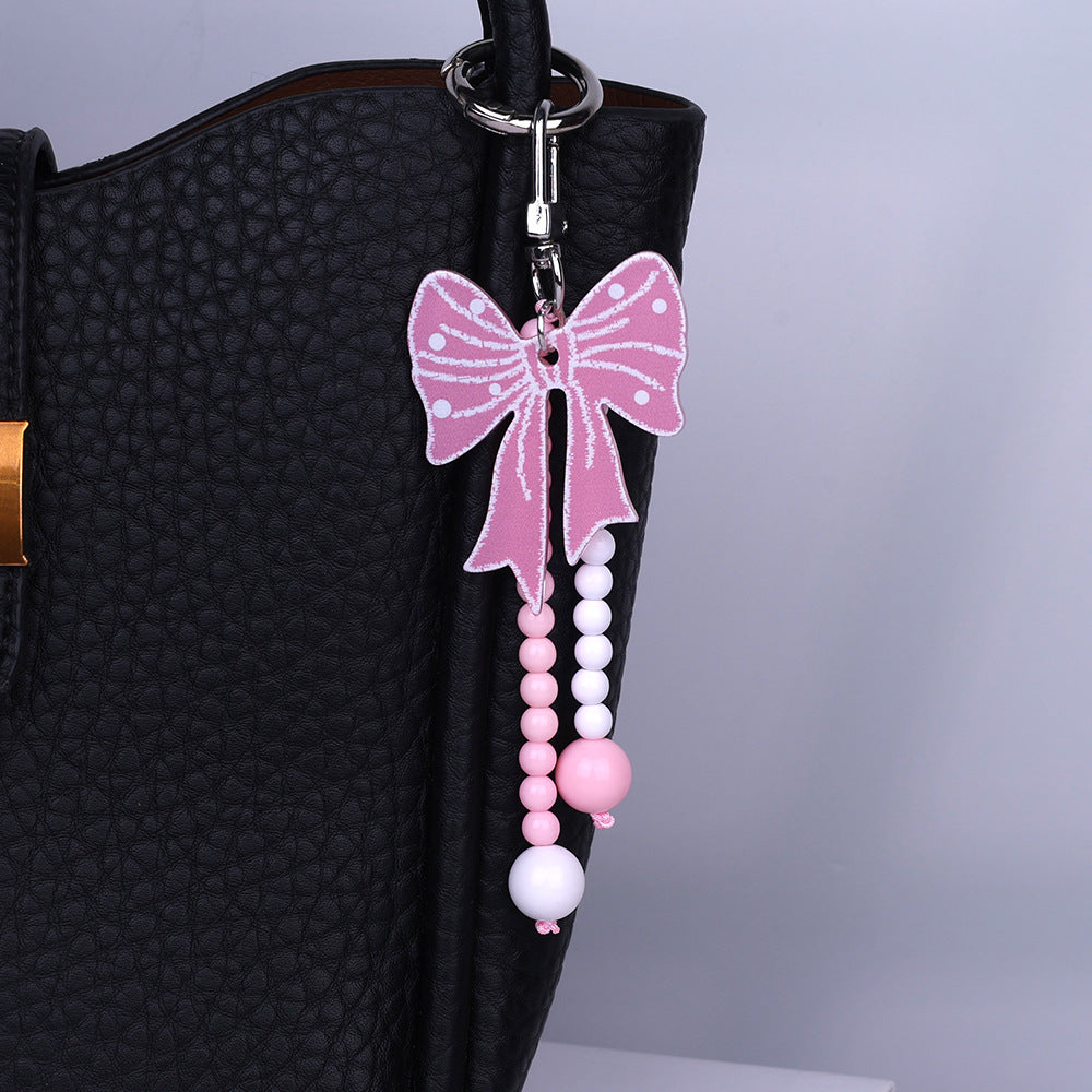 Bow Charm Beaded Bag Keychain - view 1
