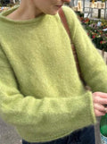 Fuzzy Brushed Knit Mock Neck Cropped Sweater - Green