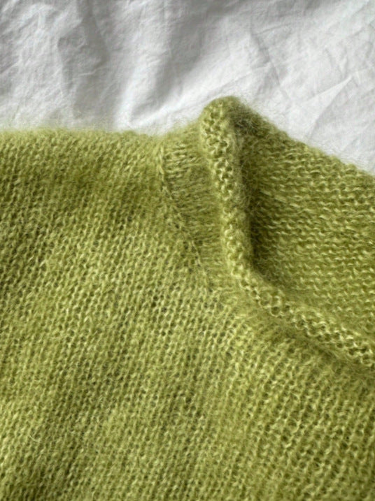 Fuzzy Brushed Knit Mock Neck Cropped Sweater - Green - 4