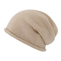 Slouchy Rolled Edge Knit Beanie - Apricot