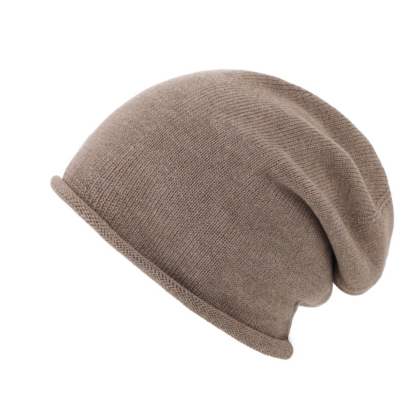 Slouchy Rolled Edge Knit Beanie - Cocoa