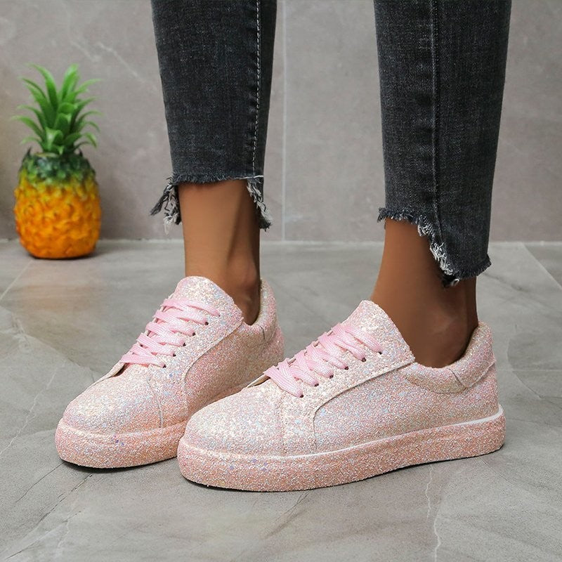 Sparkly Glitter Lace Up Sneakers