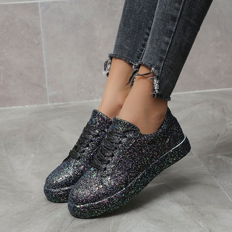 Sparkly Glitter Lace Up Sneakers