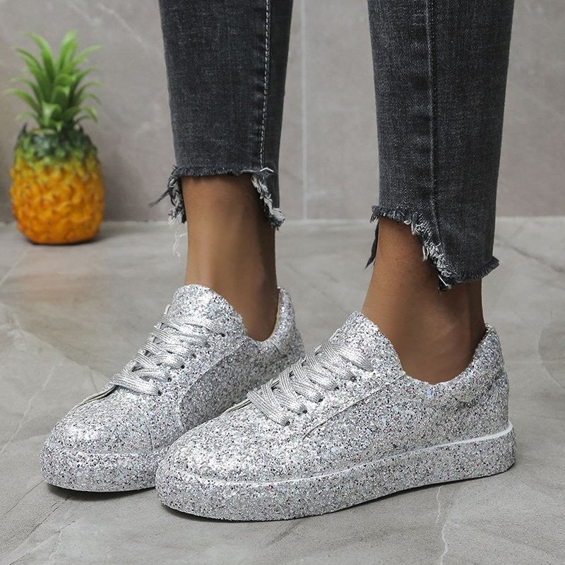 Sparkly Glitter Lace Up Sneakers