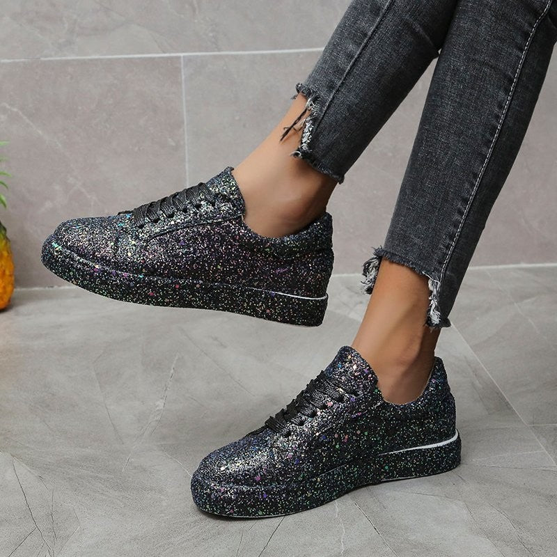 Sparkly Glitter Lace Up Sneakers