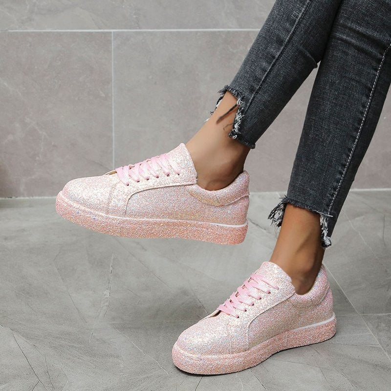 Sparkly Glitter Lace Up Sneakers