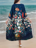 Floral Print Long Kimono Robe - Flowers