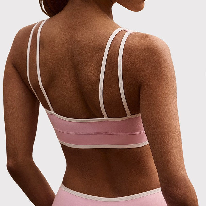 Contrast Trim Bra and Crossover Waist Tennis Skort Set
