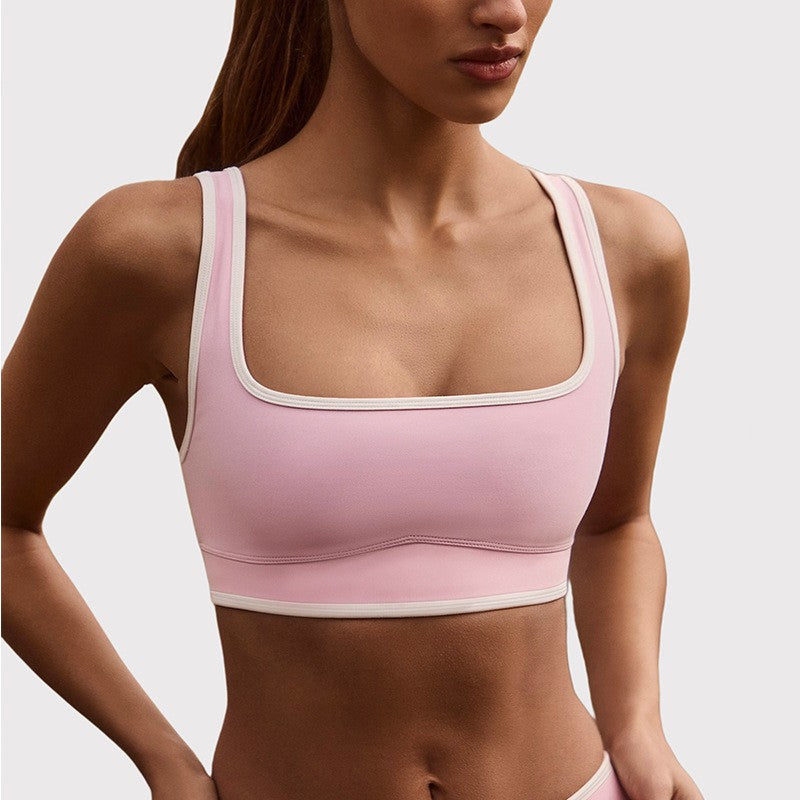 Contrast Trim Bra and Crossover Waist Tennis Skort Set