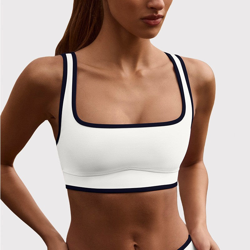 Contrast Trim Bra and Crossover Waist Tennis Skort Set
