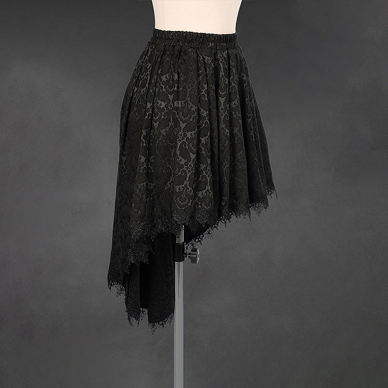 Sheer Lace High Low Midi Skirt - Black - 1