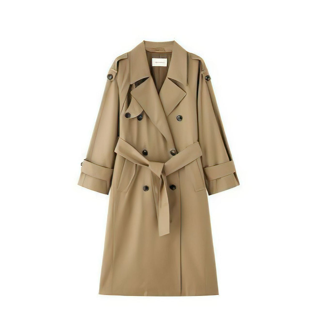 Oversized Double Breasted Belted Longline Trench Coat