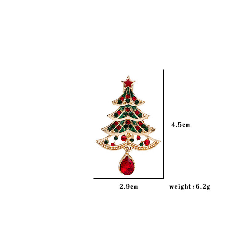 Crystal Wreath and Tree Drop Brooch - Tree