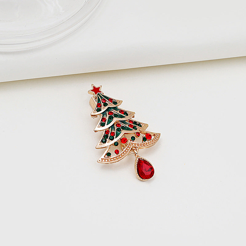 Crystal Wreath and Tree Drop Brooch - Tree - 1