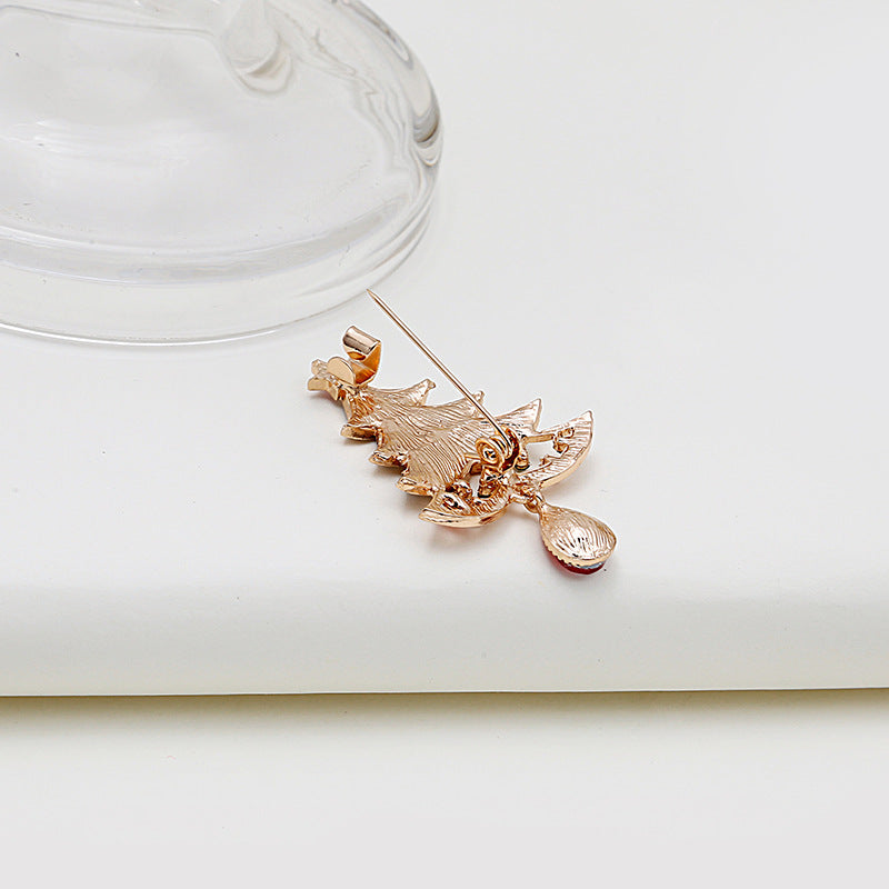 Crystal Wreath and Tree Drop Brooch - Tree - 2