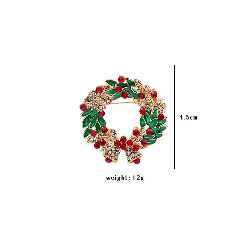 Crystal Wreath and Tree Drop Brooch - Wreath