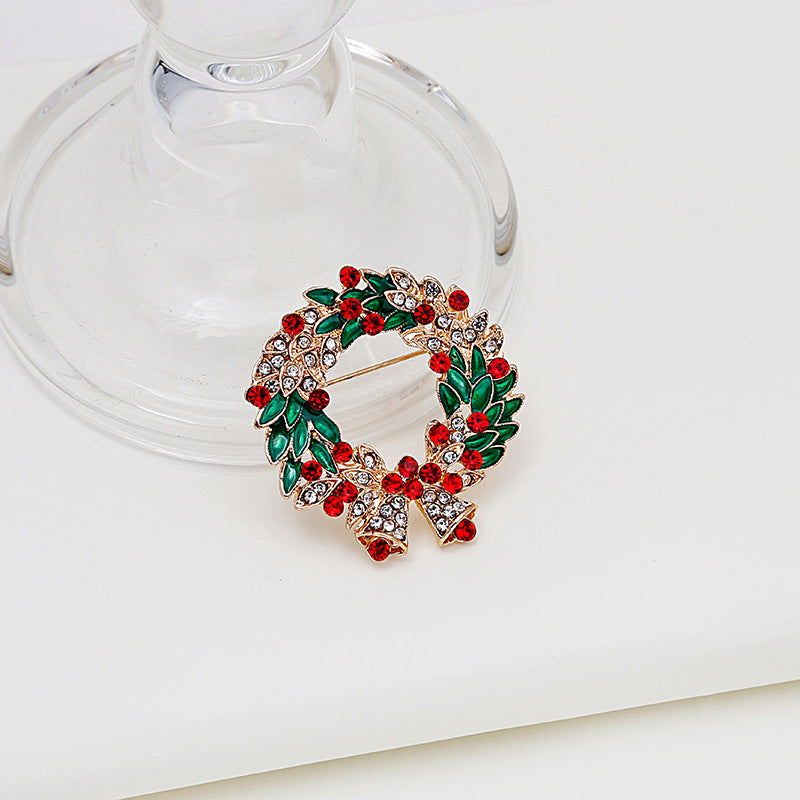 Crystal Wreath and Tree Drop Brooch - Wreath - 1