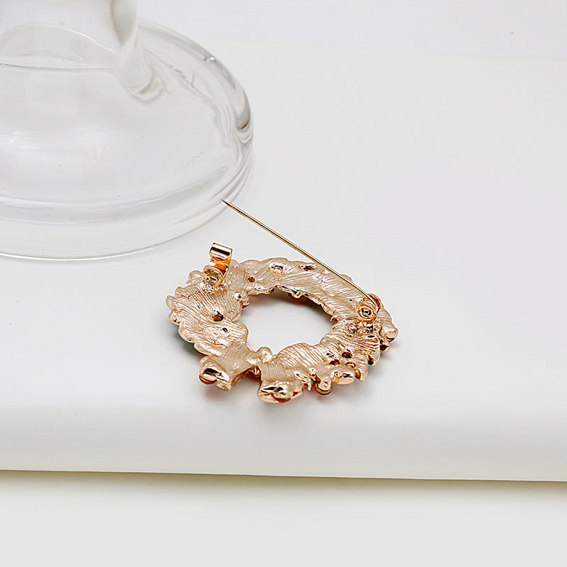 Crystal Wreath and Tree Drop Brooch - Wreath - 2