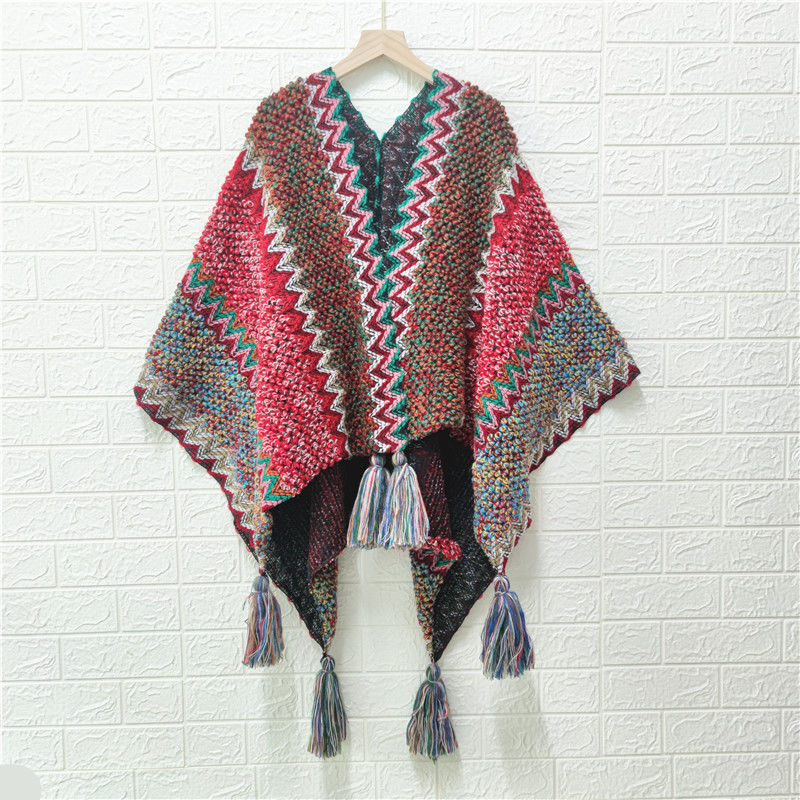Chevron Knit Tassel Kimono Wrap - NO_2