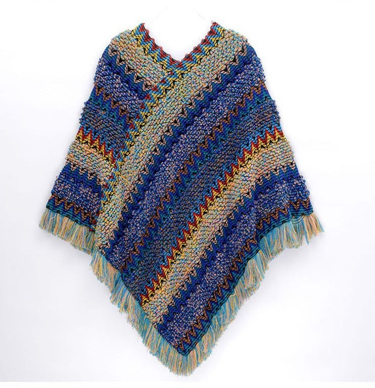 Chevron Knit Tassel Kimono Wrap - NO_28