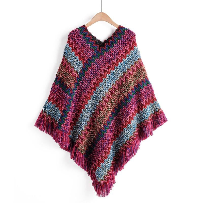 Chevron Knit Tassel Kimono Wrap - NO_30