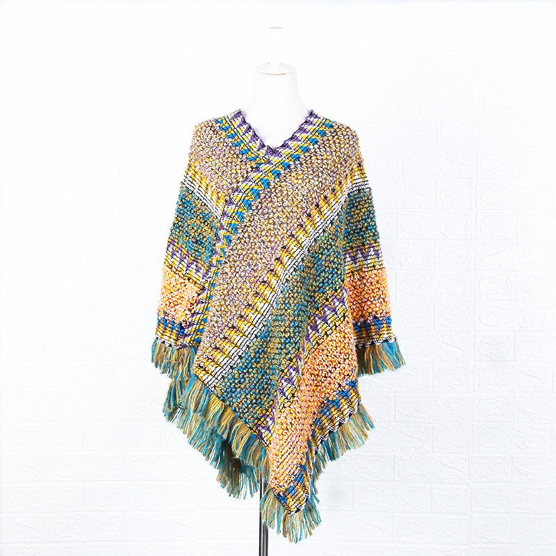 Chevron Knit Tassel Kimono Wrap - NO_31